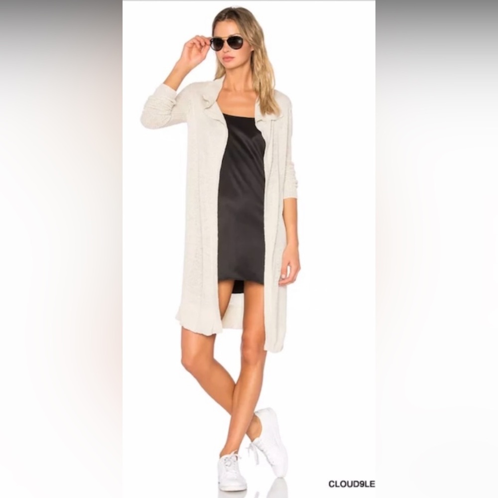 JAMES PERSE Open Front Silk Knit Cardigan oversize Linen/Beige NWT $295 Small
